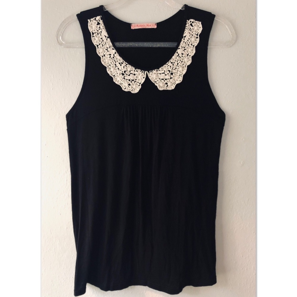 Adorable Black with Lace Collar Tank, Maternity